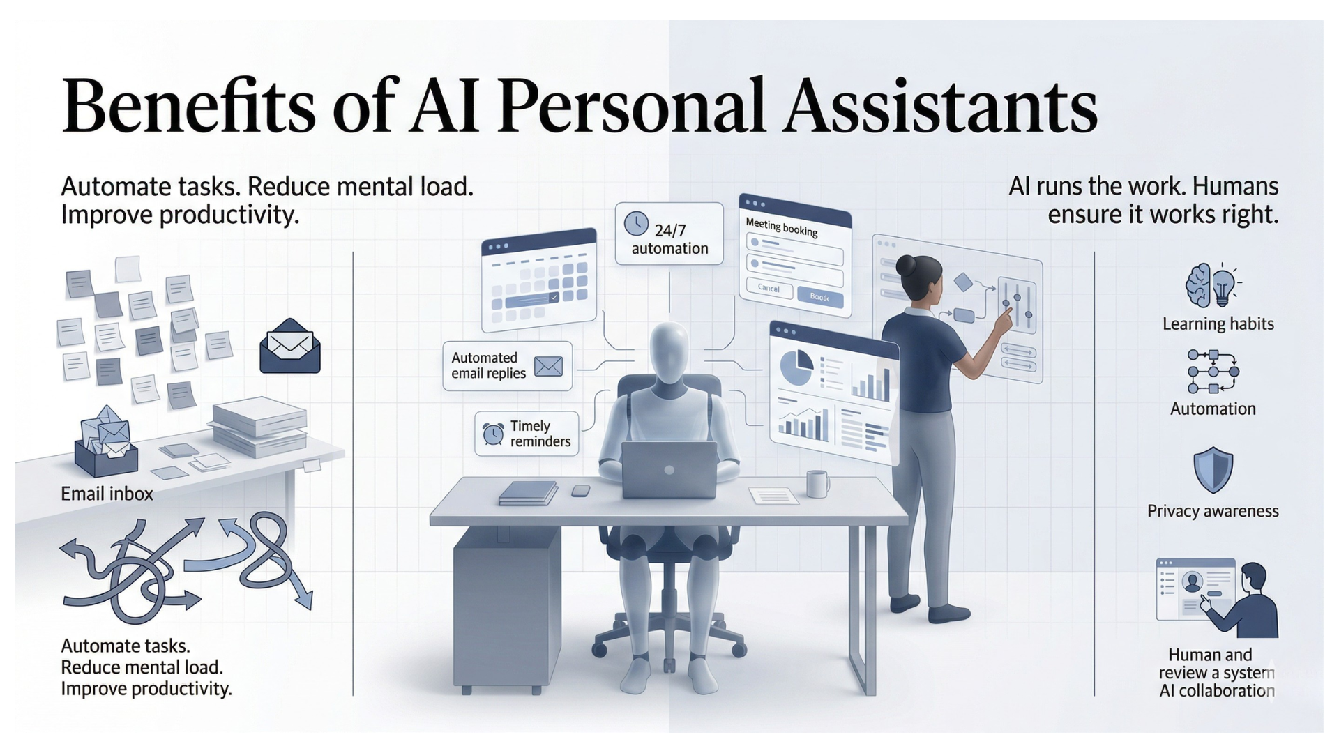 This image shows the benefits of AI virtual assistants